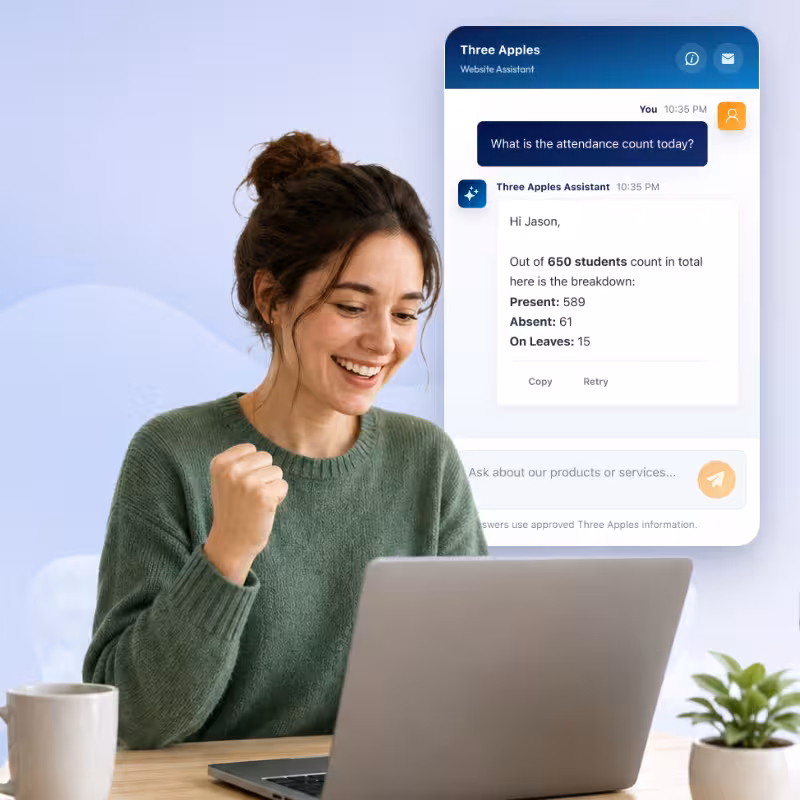 School administrator using the Nexium assistant to get an instant attendance breakdown